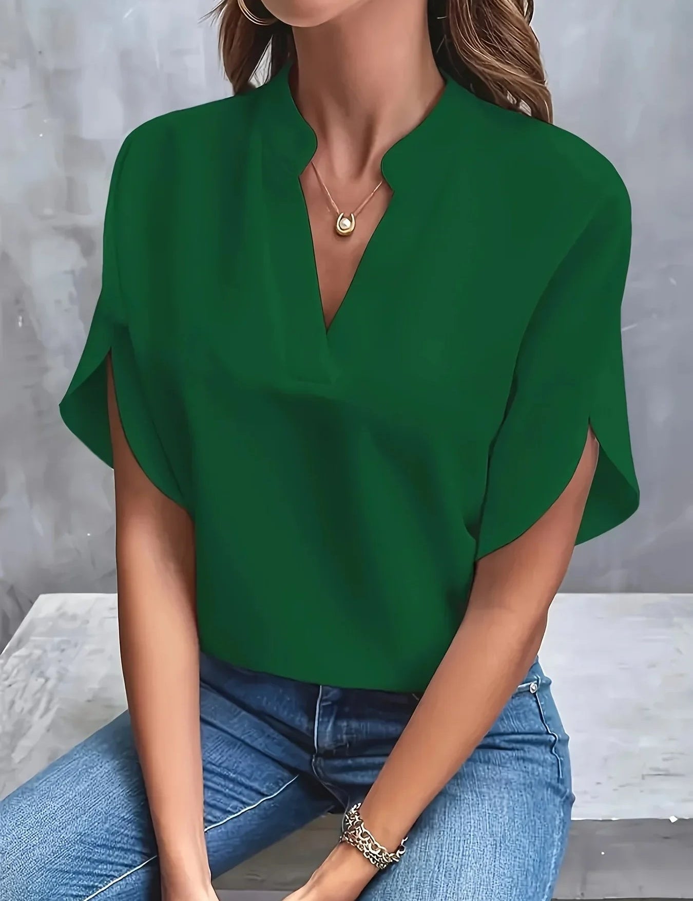 Long-Sleeve V-Neck Blouse for Women – Elegant Smart Blouse for Trousers 6
