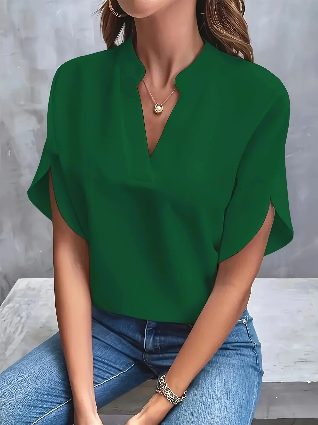 Long-Sleeve V-Neck Blouse for Women – Elegant Smart Blouse for Trousers 6