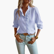 Long-Sleeve Ruffle Blouse for Women – Elegant Smart Blouse for Trousers 0
