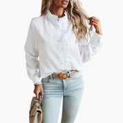 Long-Sleeve Ruffle Blouse for Women – Elegant Smart Blouse for Trousers 1