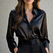 Long-Sleeve Collared Blouse for Women – Elegant Shirt Blouse for Any Occasion 0
