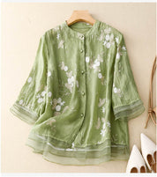 Long-Sleeve Blouse for Women with Floral Accents – Elegant Top for Any Occasion 0