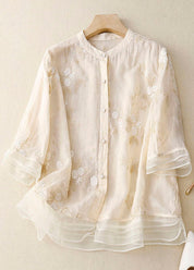 Long-Sleeve Blouse for Women with Floral Accents – Elegant Top for Any Occasion 1
