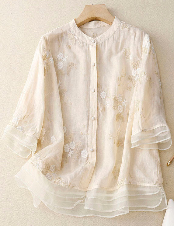Long-Sleeve Blouse for Women with Floral Accents – Elegant Top for Any Occasion 1