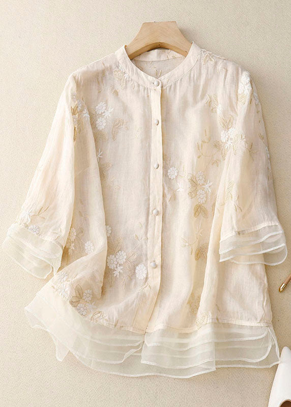Long-Sleeve Blouse for Women with Floral Accents – Elegant Top for Any Occasion 1