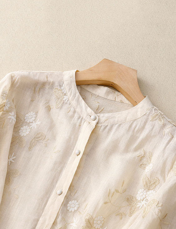 Long-Sleeve Blouse for Women with Floral Accents – Elegant Top for Any Occasion 2