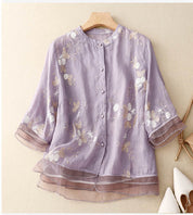 Long-Sleeve Blouse for Women with Floral Accents – Elegant Top for Any Occasion 5