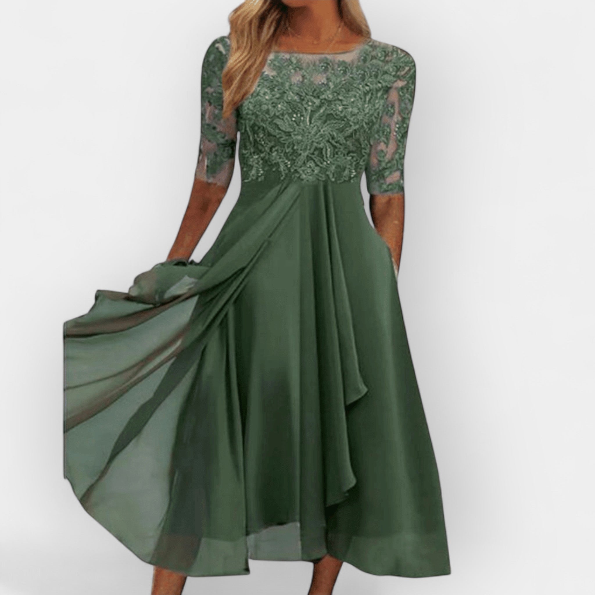 A-Line Midi Dress for Women – Elegant Wedding Guest & Summer Party Dress 1
