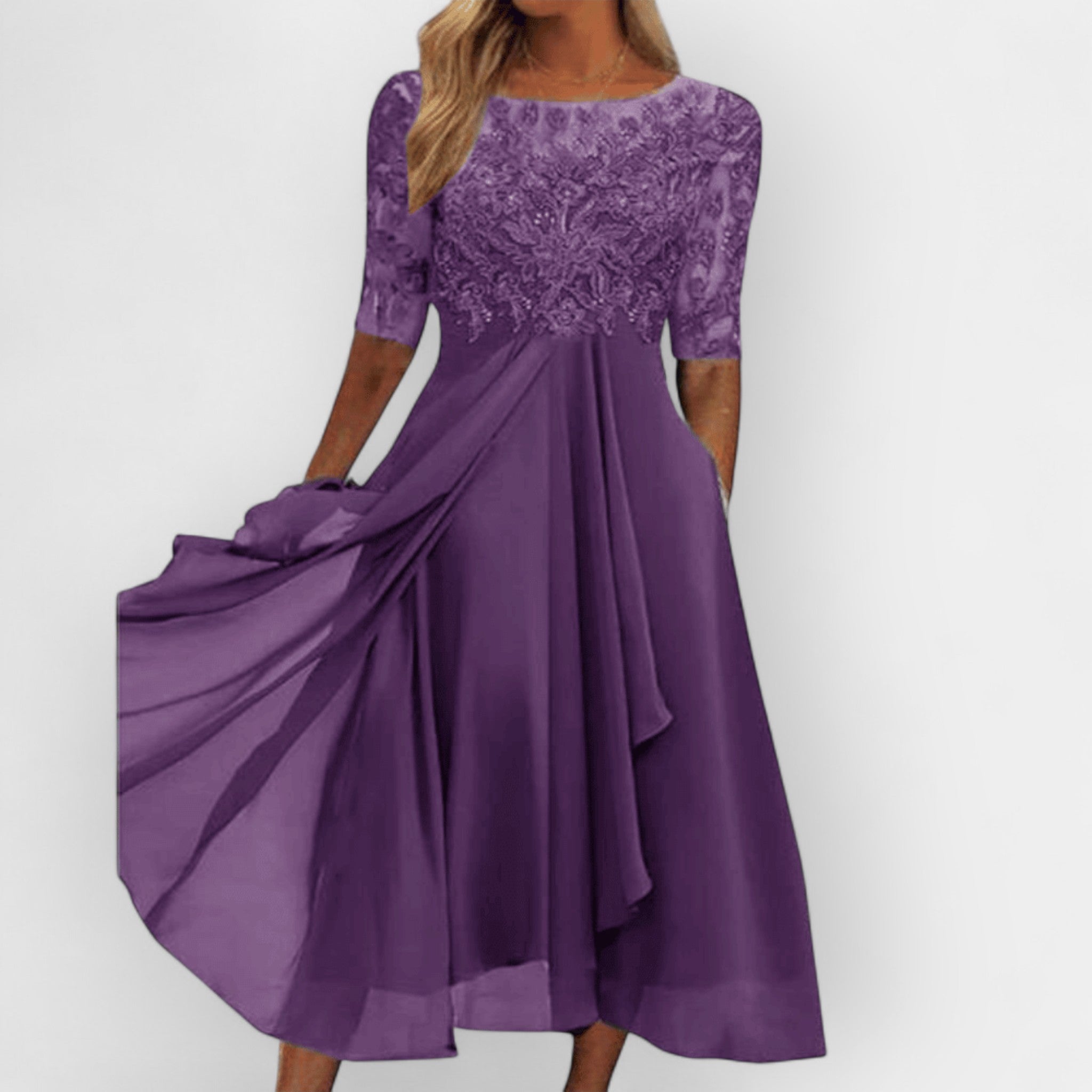 A-Line Midi Dress for Women – Elegant Wedding Guest & Summer Party Dress 5