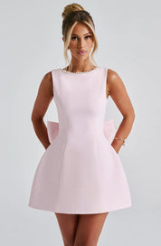 Wedding Guest Dress with Decorative Bow – Short Evening Dress for Special Occasions 0