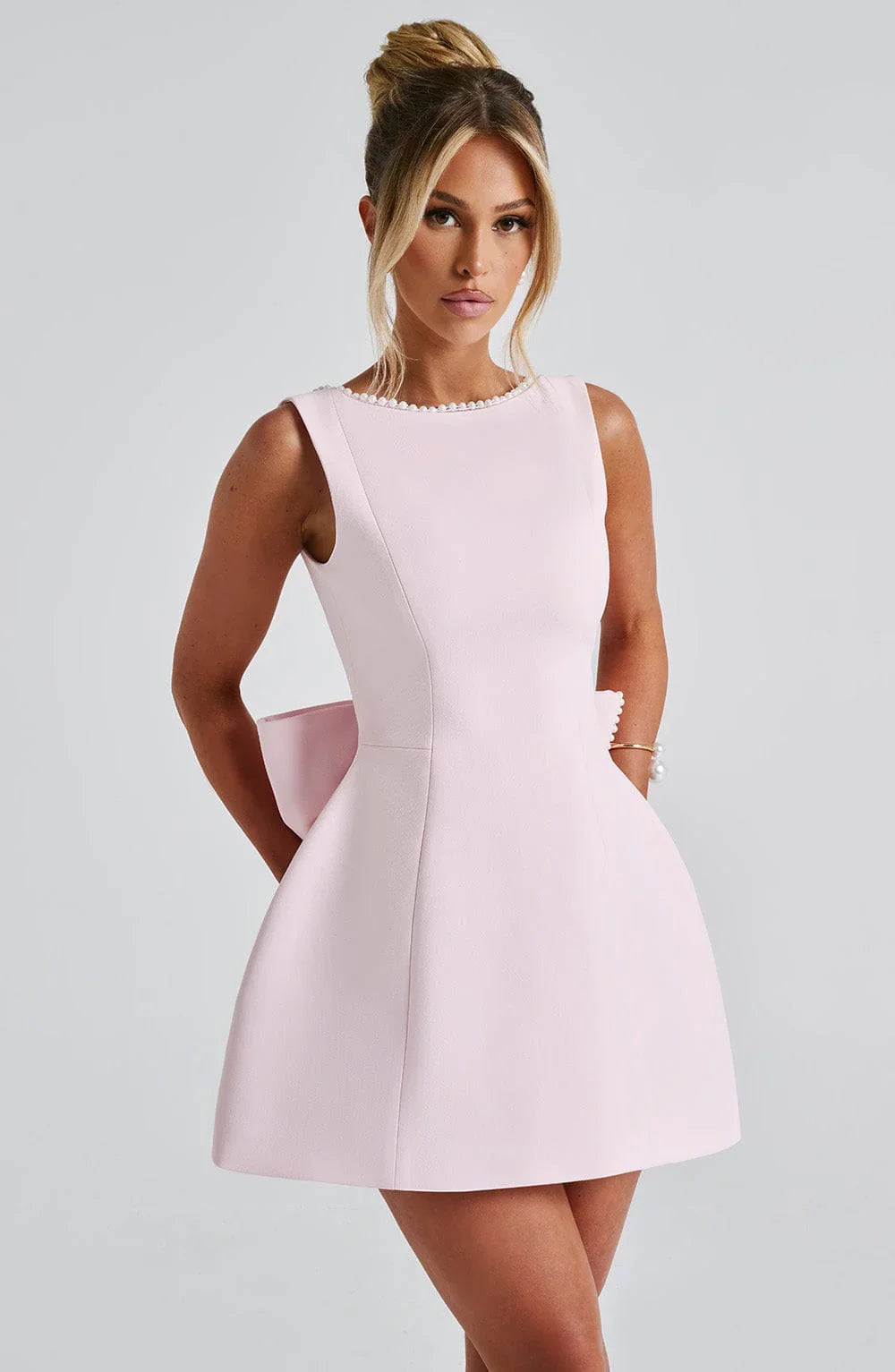 Wedding Guest Dress with Decorative Bow – Short Evening Dress for Special Occasions 4