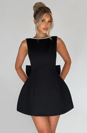 Wedding Guest Dress with Decorative Bow – Short Evening Dress for Special Occasions 7