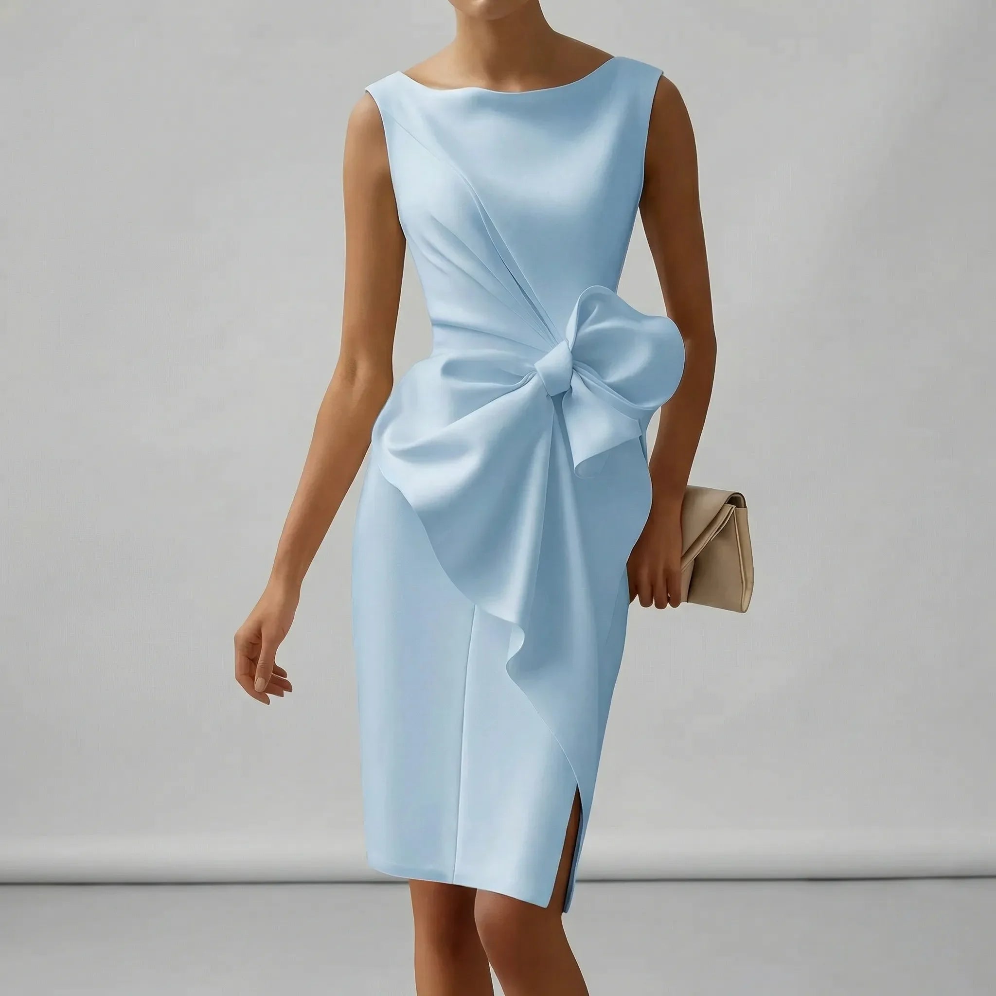 Sleeveless Cocktail Midi Dress with Bow – Elegant Wedding Guest & Party Dress 5
