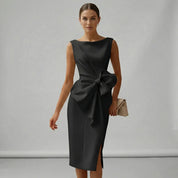 Sleeveless Cocktail Midi Dress with Bow – Elegant Wedding Guest & Party Dress 7