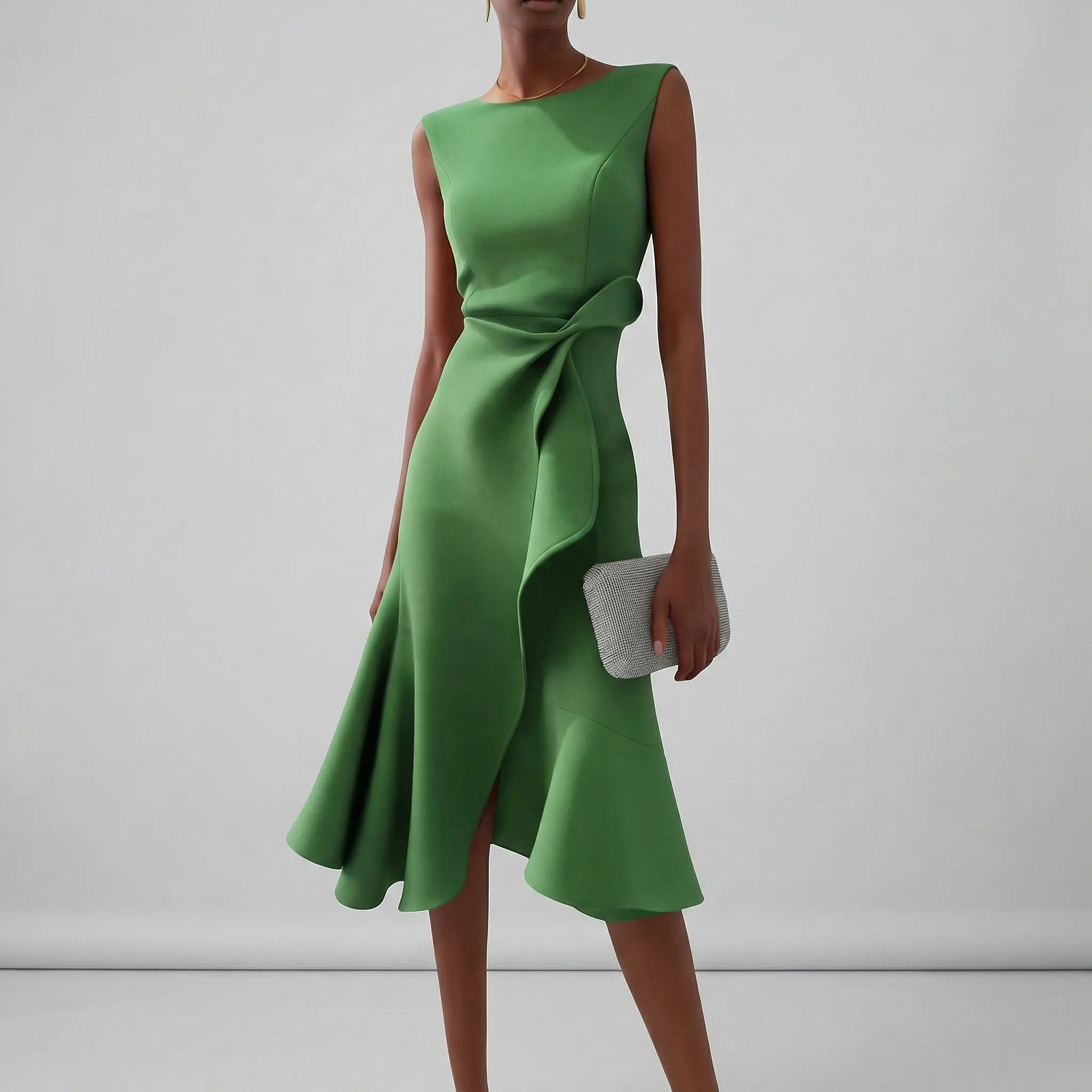 Sleeveless Pleated Midi Dress for Women – Elegant Wedding Guest & Occasion Dress 8