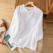 Floral Button-Front Blouse for Women – Elegant Embroidered Top for Any Occasion 0