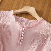 Floral Button-Front Blouse for Women – Elegant Embroidered Top for Any Occasion 3