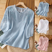 Floral Button-Front Blouse for Women – Elegant Embroidered Top for Any Occasion 4
