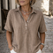 Linen-Look Summer Blouse for Women – Elegant Collared Button-Up for Warm Days 0