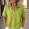 Linen-Look Summer Blouse for Women – Elegant Collared Button-Up for Warm Days 2