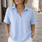 Linen-Look Summer Blouse for Women – Elegant Collared Button-Up for Warm Days 3