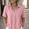 Linen-Look Summer Blouse for Women – Elegant Collared Button-Up for Warm Days 4