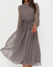 Polka Dot Long-Sleeve Dress for Women – Relaxed A-Line Everyday Dress 0