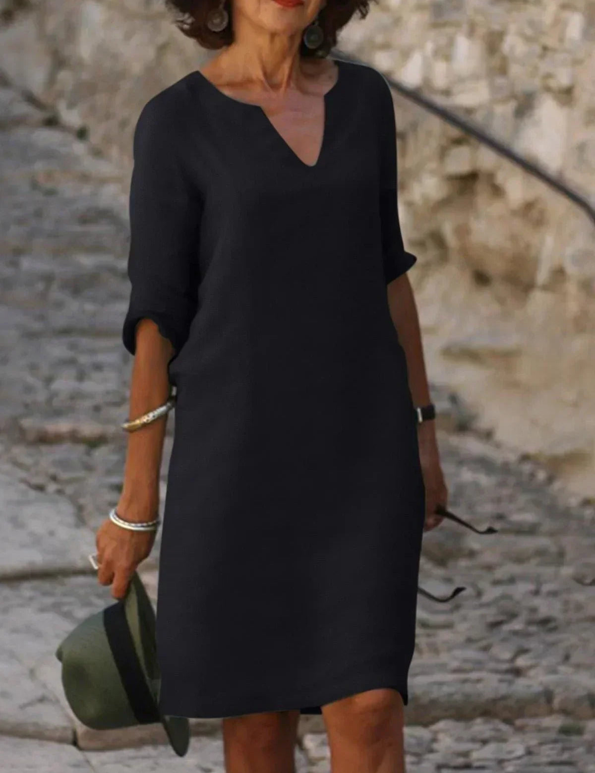 V-Neck Dress for Women – Elegant Pleated Dress for Any Occasion 0