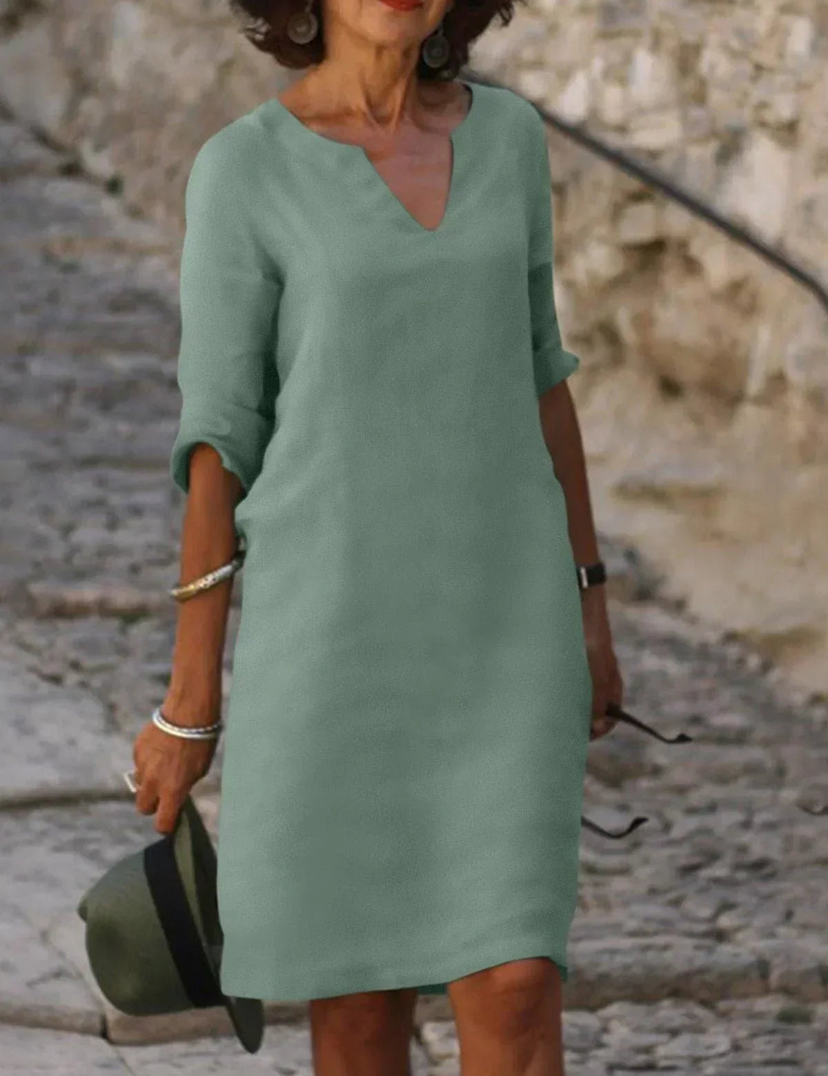 V-Neck Dress for Women – Elegant Pleated Dress for Any Occasion 3