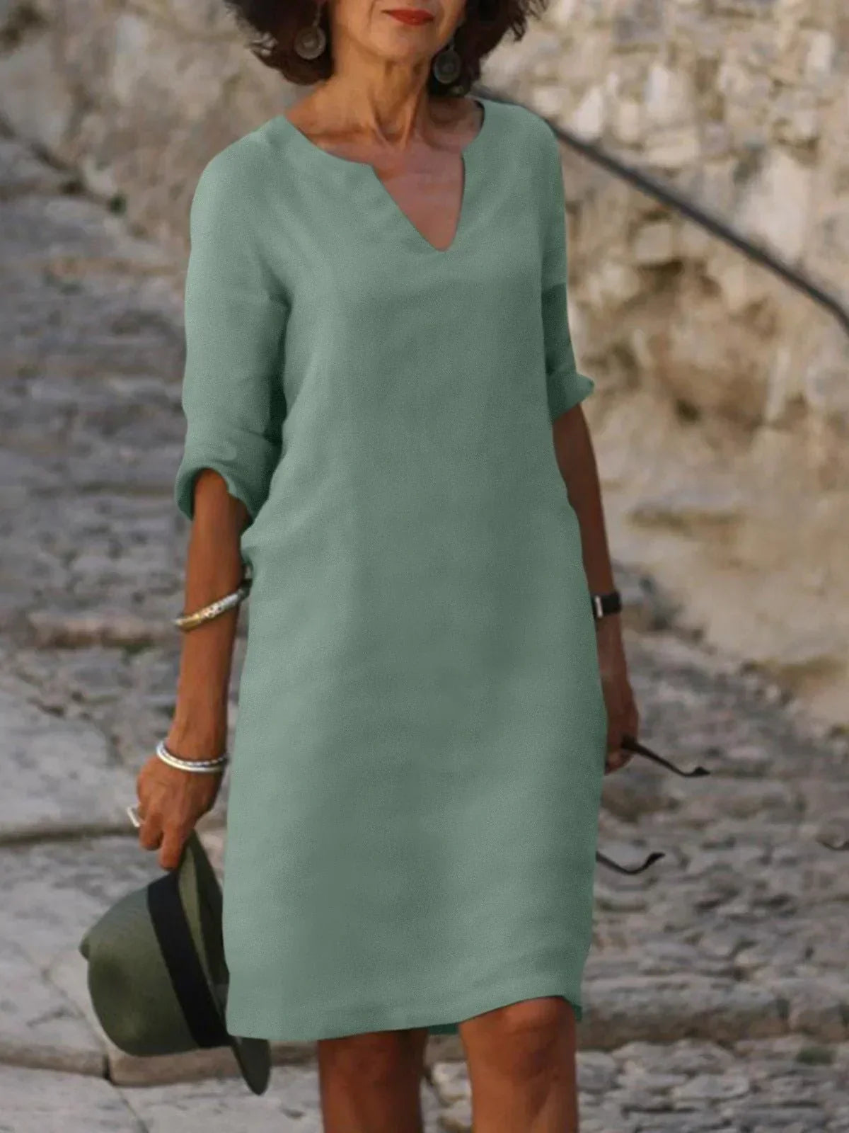 V-Neck Dress for Women – Elegant Pleated Dress for Any Occasion 3