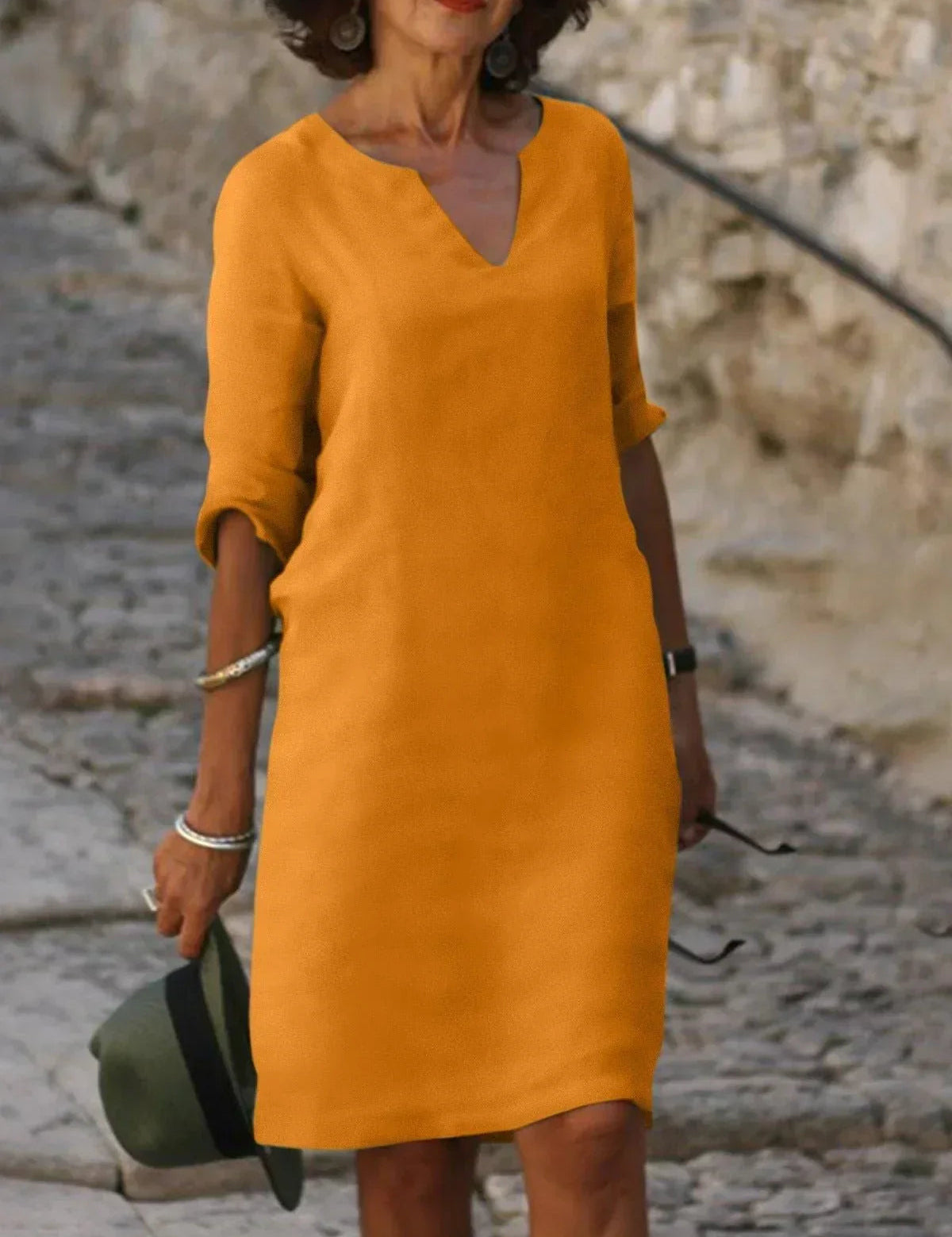 V-Neck Dress for Women – Elegant Pleated Dress for Any Occasion 4