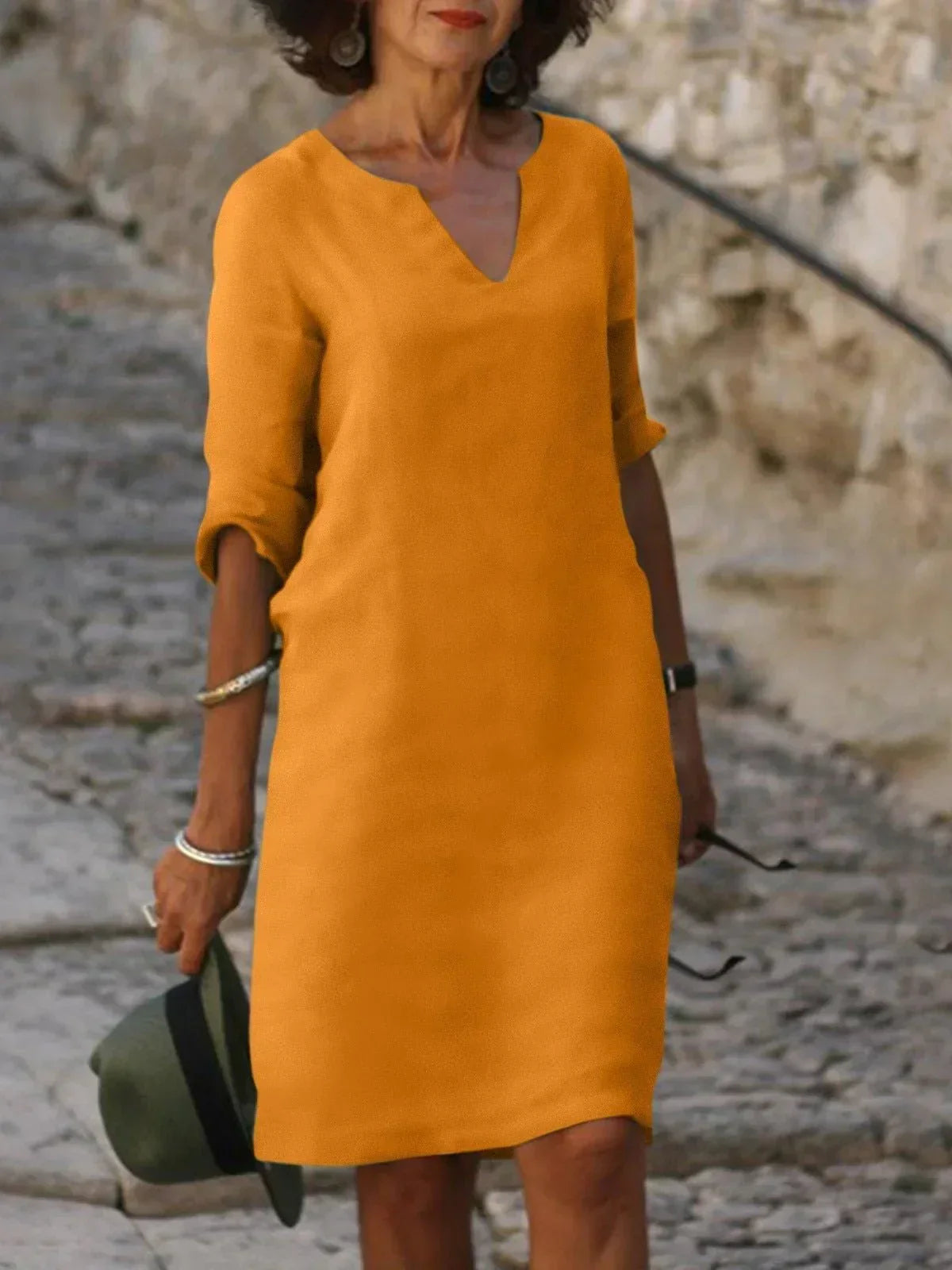 V-Neck Dress for Women – Elegant Pleated Dress for Any Occasion 4
