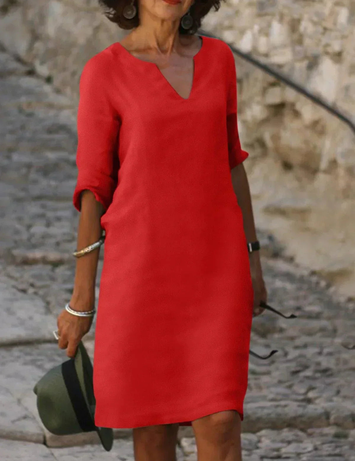 V-Neck Dress for Women – Elegant Pleated Dress for Any Occasion 5