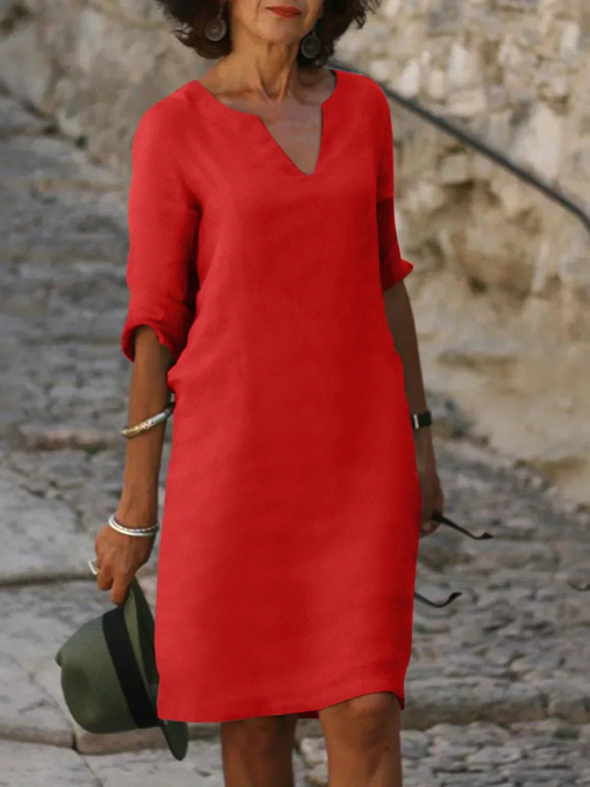 V-Neck Dress for Women – Elegant Pleated Dress for Any Occasion 5