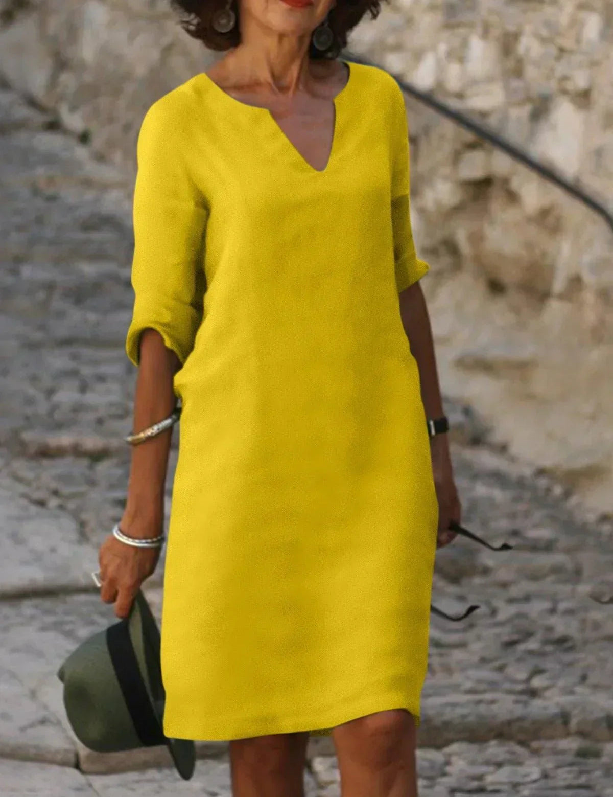 V-Neck Dress for Women – Elegant Pleated Dress for Any Occasion 7