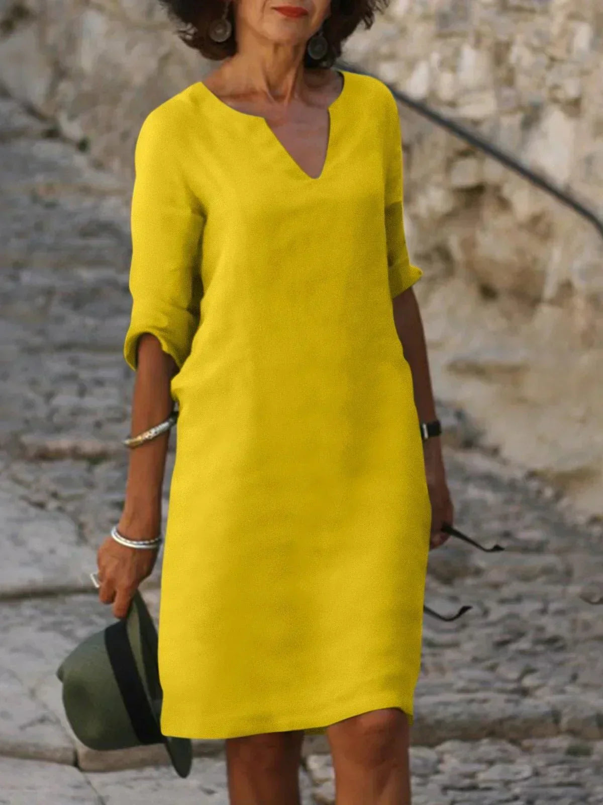 V-Neck Dress for Women – Elegant Pleated Dress for Any Occasion 7