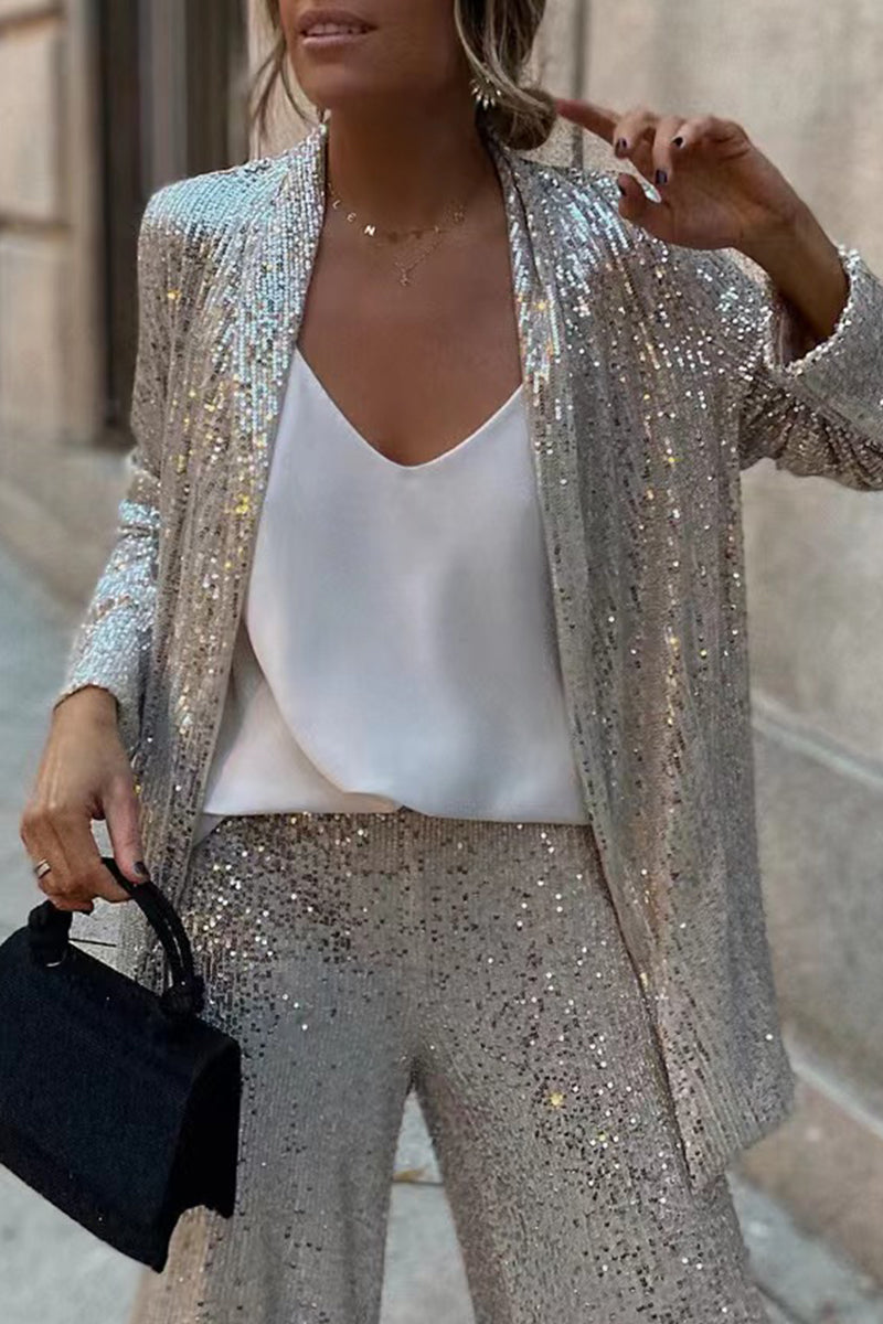 Sequin Trouser Suit for Women – Blazer & Wide-Leg Trousers for Special Occasions 2