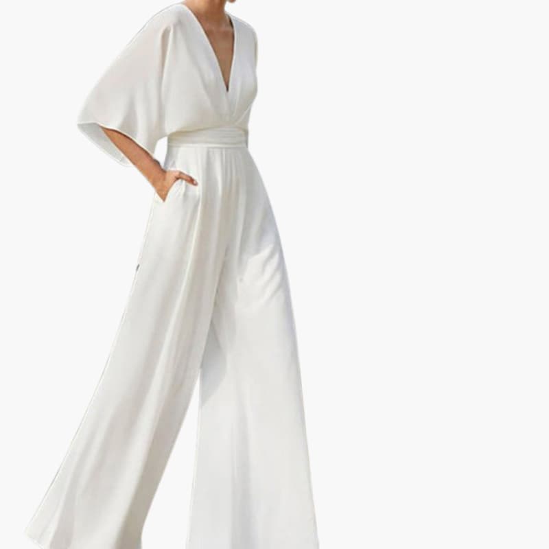 V-Neck Jumpsuit for Women – Half-Sleeve Summer Jumpsuit for Warm Days 0