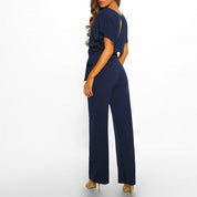 Wide-Leg Jumpsuit for Women – Belted Short-Sleeve Summer Jumpsuit 1