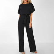 Wide-Leg Jumpsuit for Women – Belted Short-Sleeve Summer Jumpsuit 3