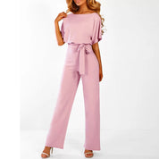 Wide-Leg Jumpsuit for Women – Belted Short-Sleeve Summer Jumpsuit 6