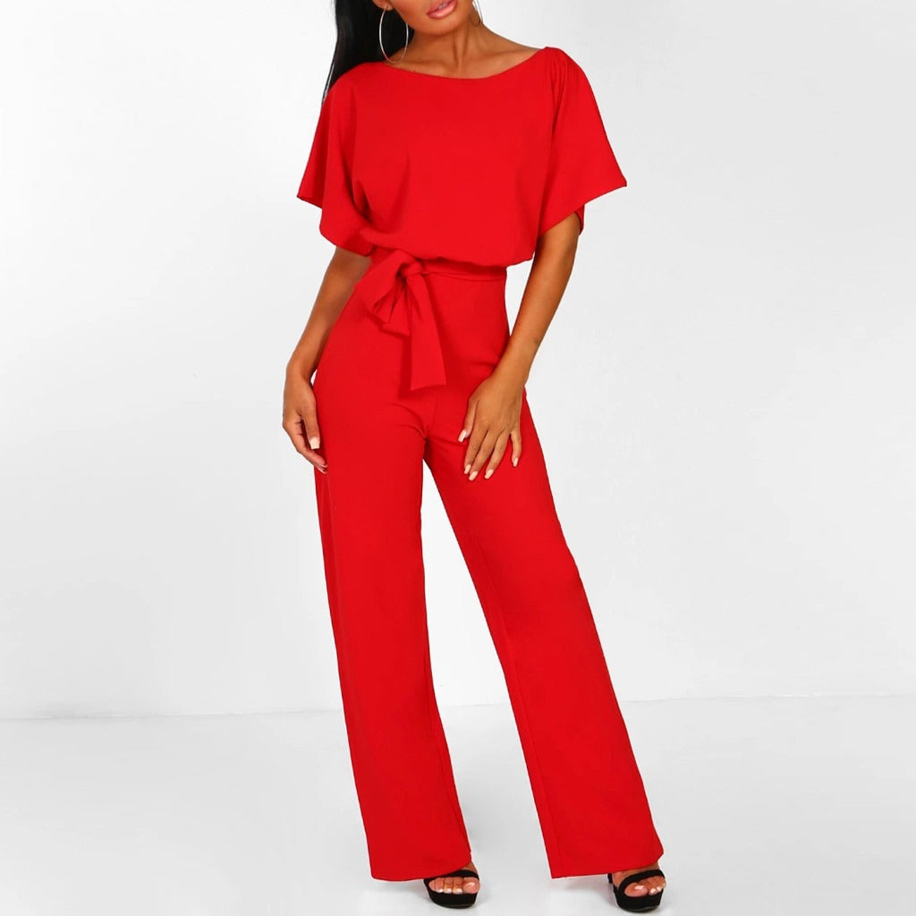 Wide-Leg Jumpsuit for Women – Belted Short-Sleeve Summer Jumpsuit 7