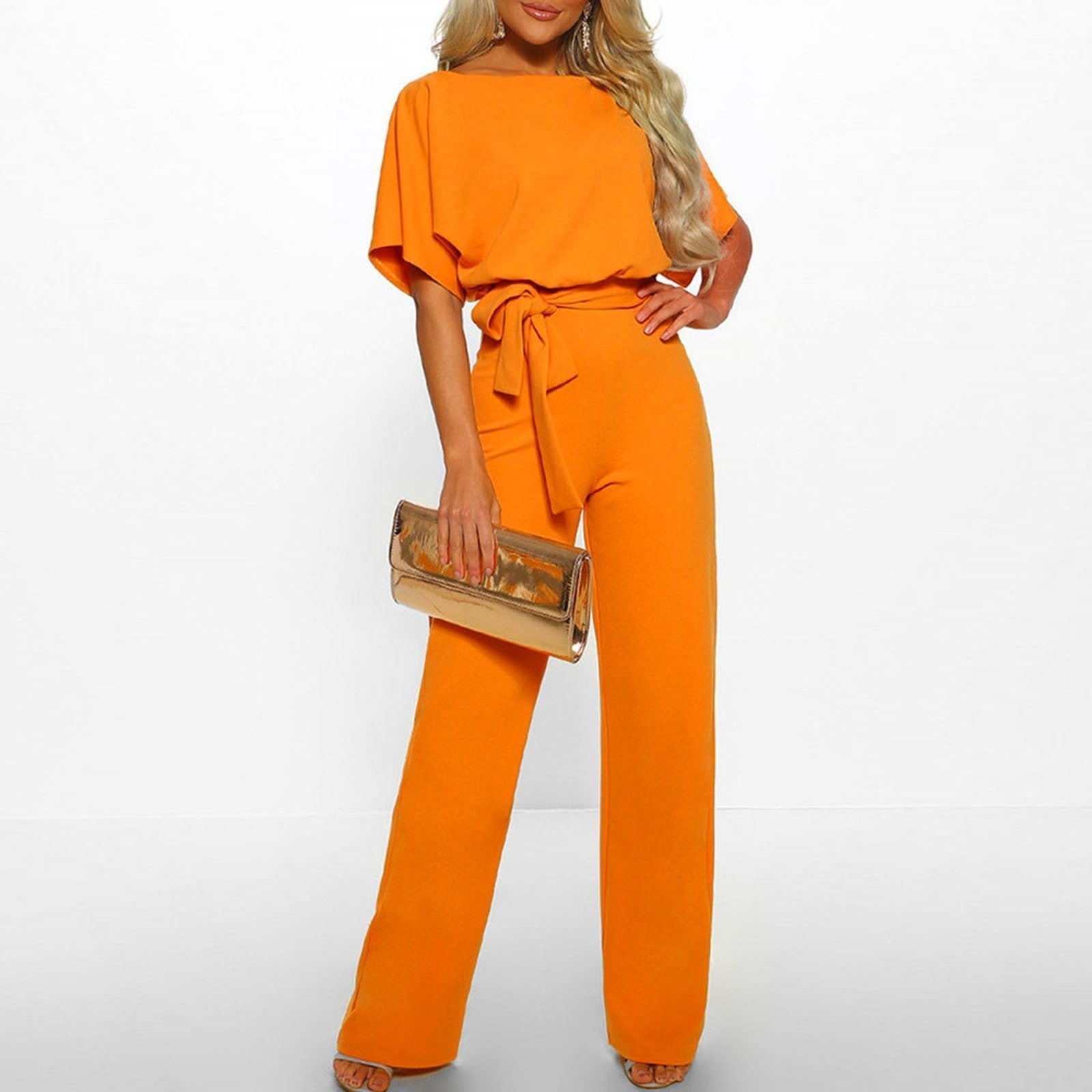 Wide-Leg Jumpsuit for Women – Belted Short-Sleeve Summer Jumpsuit 8