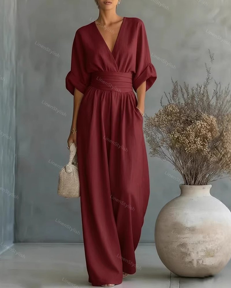 V-Neck Jumpsuit for Women – Elegant Modern Jumpsuit for Any Occasion – Martina 1