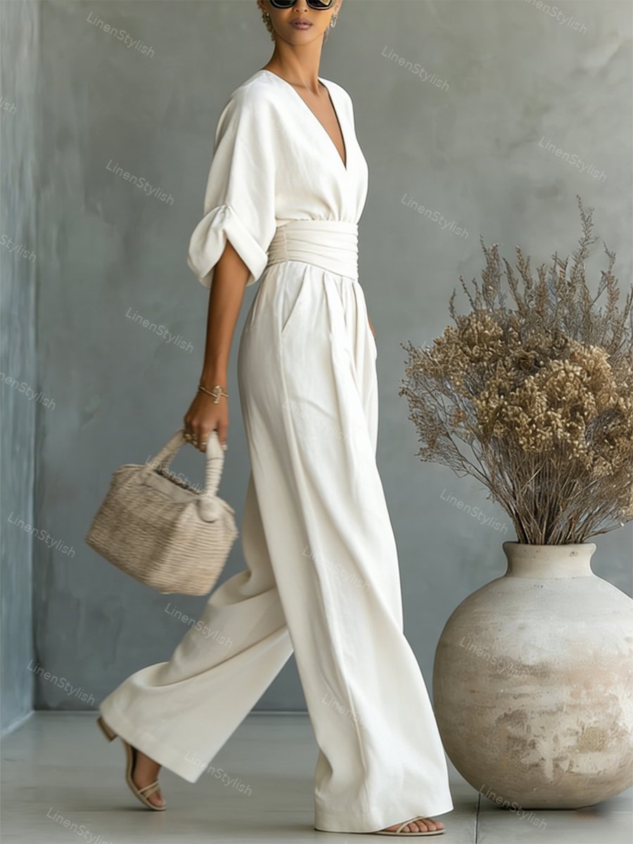 V-Neck Jumpsuit for Women – Elegant Modern Jumpsuit for Any Occasion – Martina 3