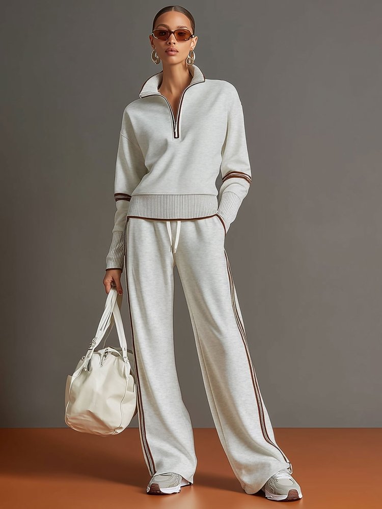 Women's Loungewear Set – Wide-Leg Trousers & Stylish Top Co-Ord – Diana 1