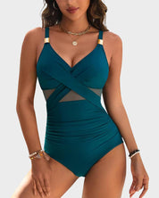 Metallic One-Piece Swimsuit for Women – Elegant Adjustable-Strap Bathing Suit 3