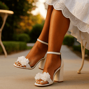 Women's Heeled Sandals with Floral Detail – Elegant Occasion Sandals 1