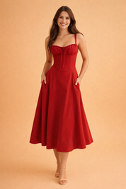 Corset-Style Waisted Dress for Women – Elegant Occasion Dress – Betty