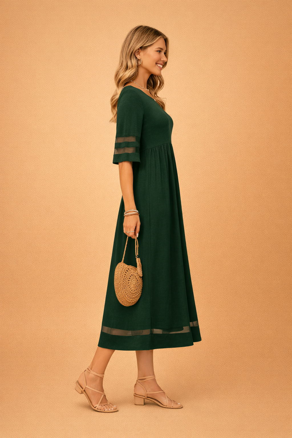 Maxi Dress for Women – Round-Neck Occasion Dress with Pockets – Camogli